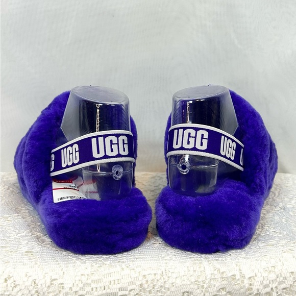 NWT UGG Purple Fluff Yeah Logo Strap Slides Shoes for Women’s / Size 6 - Picture 2 of 10